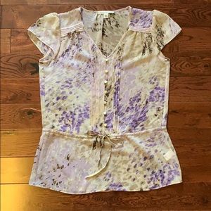 Banana Republic Watercolor Pleated Blouse (XS)